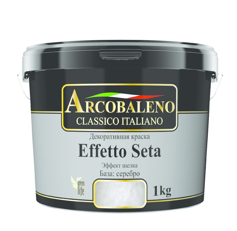 Краска декоративная  Радуга Arcobaleno Effetto Seta Avanti база серебро 1 кг