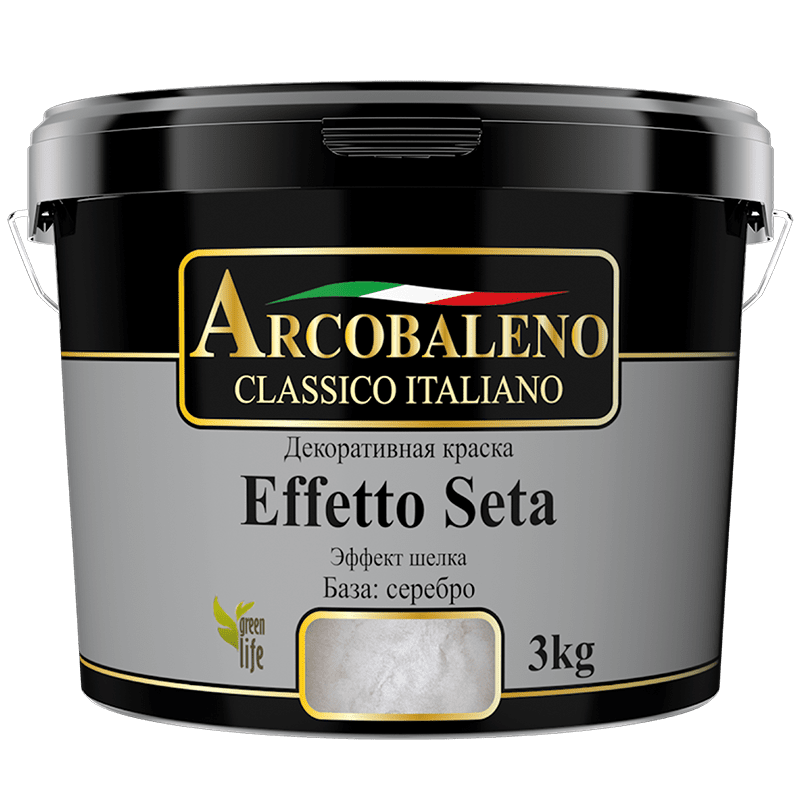 Краска декоративная  Радуга Arcobaleno Effetto Seta Avanti база серебро 3 кг
