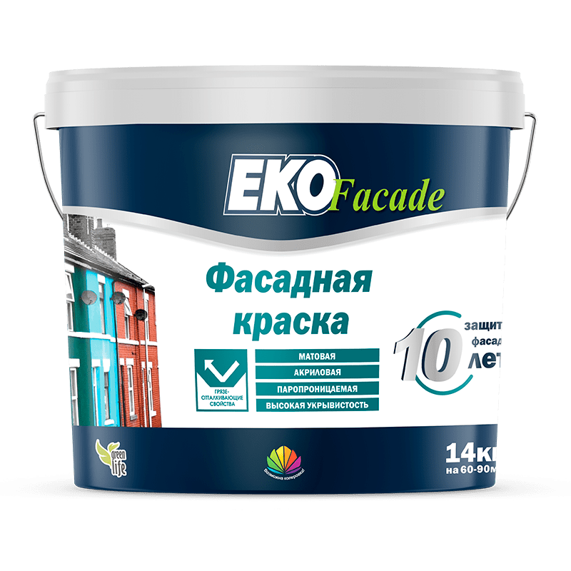 Краска акриловая Радуга EKO Fasade для фасадов 24 кг